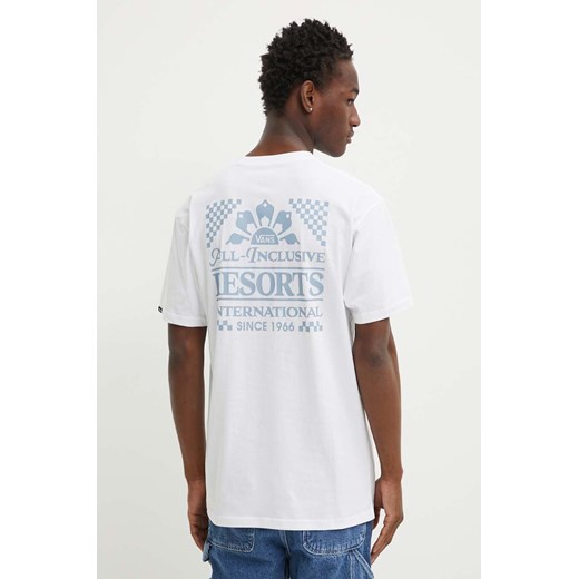 Vans t-shirt bawełniany męski kolor biały z nadrukiem ze sklepu ANSWEAR.com w kategorii T-shirty męskie - zdjęcie 172386234