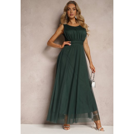Zielona Koktajlowa Sukienka z Tiulowym Dołem Bez Rękawów Elastar ze sklepu Renee odzież w kategorii Sukienki - zdjęcie 172386894