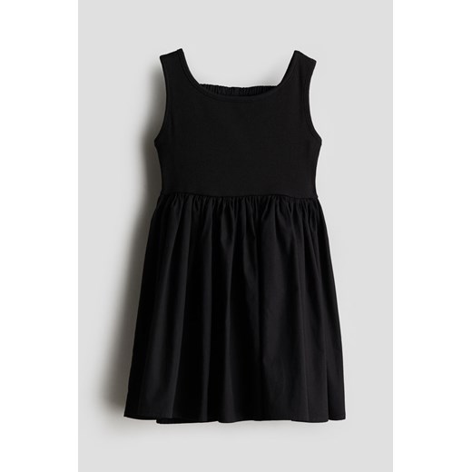 H & M - Bawełniana sukienka z kokardą - Czarny H & M 128 (6-8Y) H&M