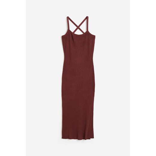 H & M - Dzianinowa sukienka z odkrytymi plecami - Czerwony H & M M H&M