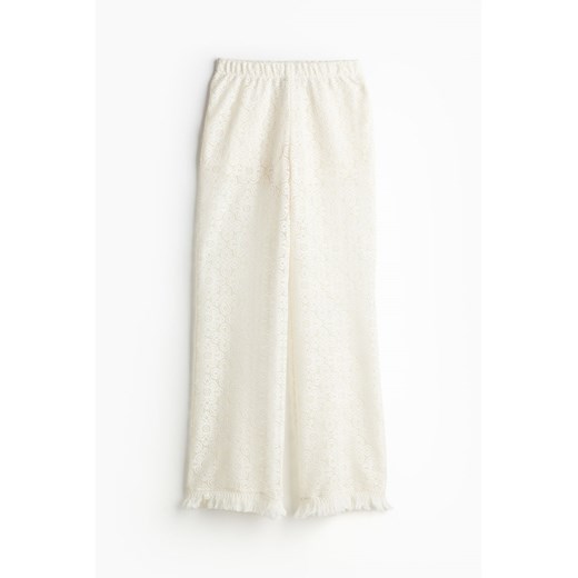 H & M - Koronkowe spodnie z frędzlami - Biały H & M L H&M