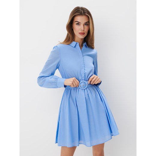 Mohito - Koszulowa sukienka mini - błękitny ze sklepu Mohito w kategorii Sukienki - zdjęcie 172387871