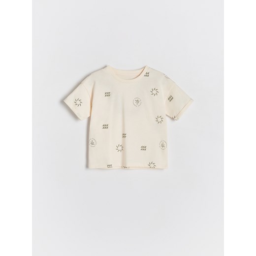 Reserved - T-shirt z nadrukiem - złamana biel ze sklepu Reserved w kategorii Koszulki niemowlęce - zdjęcie 172388044