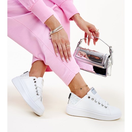 Biało-srebrne sneakersy z cyrkoniami Antonietta ze sklepu gemre w kategorii Trampki damskie - zdjęcie 172388350