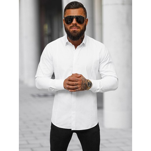 Koszula męska biała OZONEE O/V119 ze sklepu ozonee.pl w kategorii Koszule męskie - zdjęcie 172388861