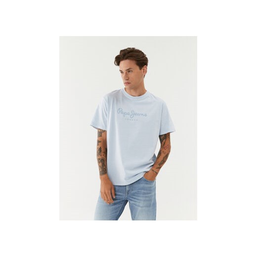 Pepe Jeans T-Shirt Jayden PM509098 Błękitny Regular Fit ze sklepu MODIVO w kategorii T-shirty męskie - zdjęcie 172390022
