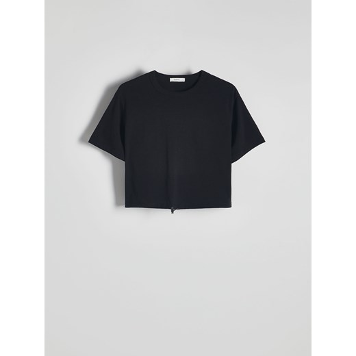 Reserved - T-shirt ze ściągaczem - czarny ze sklepu Reserved w kategorii Bluzki damskie - zdjęcie 172390481
