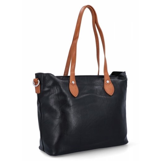 Duże Torebki Damskie Shopper Bag firmy Herisson Czarne (kolory) ze sklepu torbs.pl w kategorii Torby Shopper bag - zdjęcie 172391170
