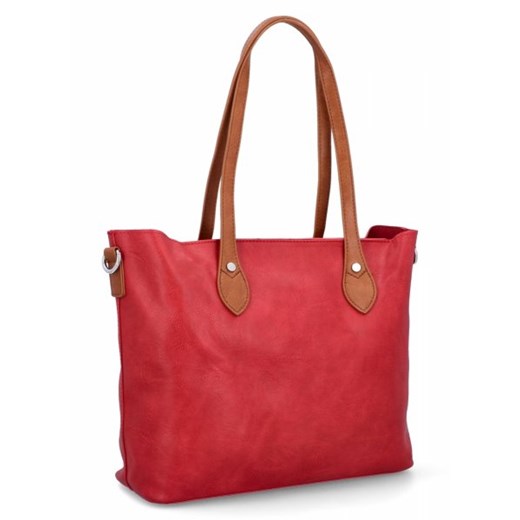 Duże Torebki Damskie Shopper Bag firmy Herisson Czerwone (kolory) ze sklepu torbs.pl w kategorii Torby Shopper bag - zdjęcie 172391214