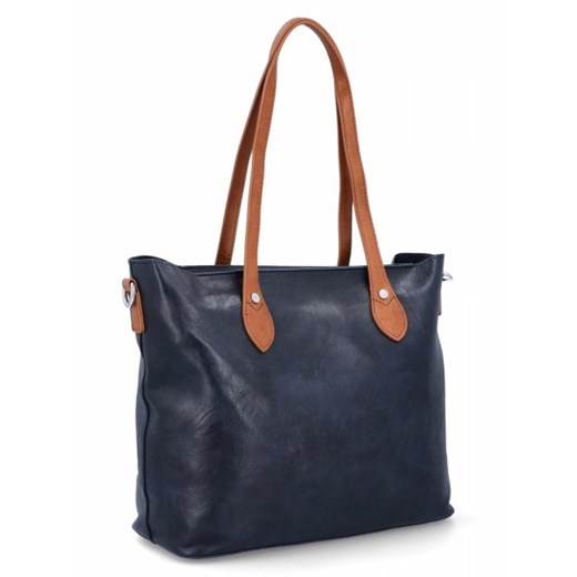 Duże Torebki Damskie Shopper Bag firmy Herisson Granatowe (kolory) ze sklepu torbs.pl w kategorii Torby Shopper bag - zdjęcie 172391302