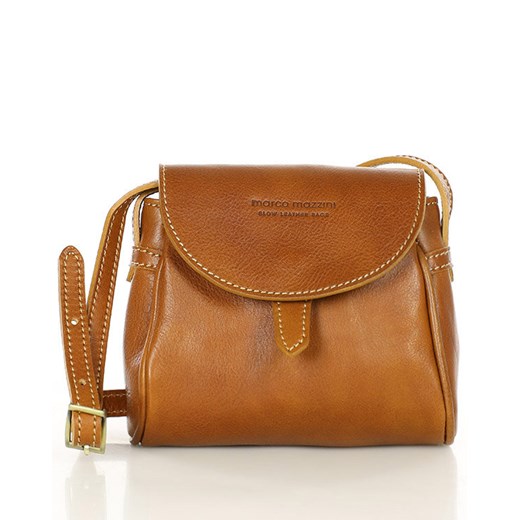 Mini torebka na telefon i portfel ze skóry pouch bag - MARCO MAZZINI camel ze sklepu Verostilo w kategorii Listonoszki - zdjęcie 172391453