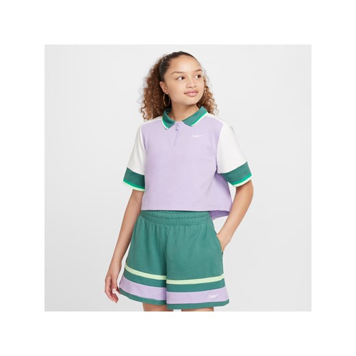 Dziewczęca krótka koszulka Nike Sportswear - Fiolet ze sklepu Nike poland w kategorii Bluzki dziewczęce - zdjęcie 172393302