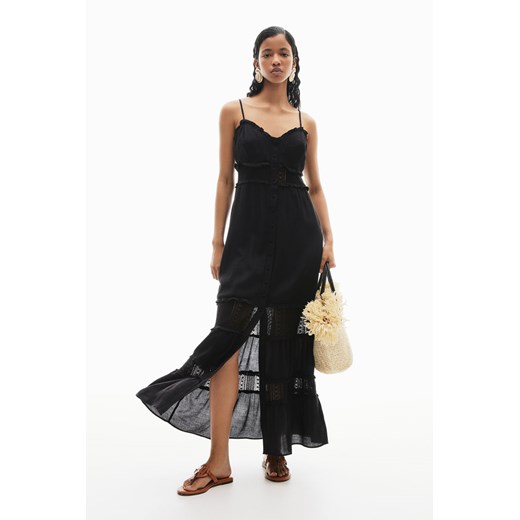 H & M - Sukienka maxi z koronkową wstawką - Czarny ze sklepu H&M w kategorii Sukienki - zdjęcie 172393333