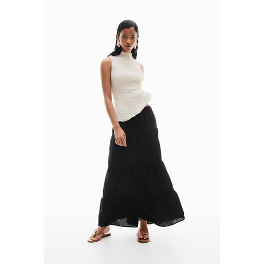 H & M - Długa spódnica z marszczeniami - Czarny ze sklepu H&M w kategorii Spódnice - zdjęcie 172393344