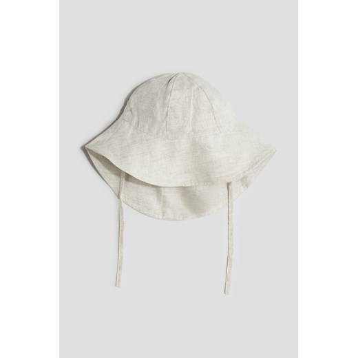 H & M - Lniana czapka przeciwsłoneczna - Beżowy H & M 56 (1-2M) H&M