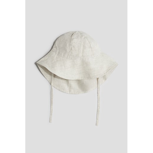 H & M - Lniana czapka przeciwsłoneczna - Beżowy ze sklepu H&M w kategorii Czapki dziecięce - zdjęcie 172393360