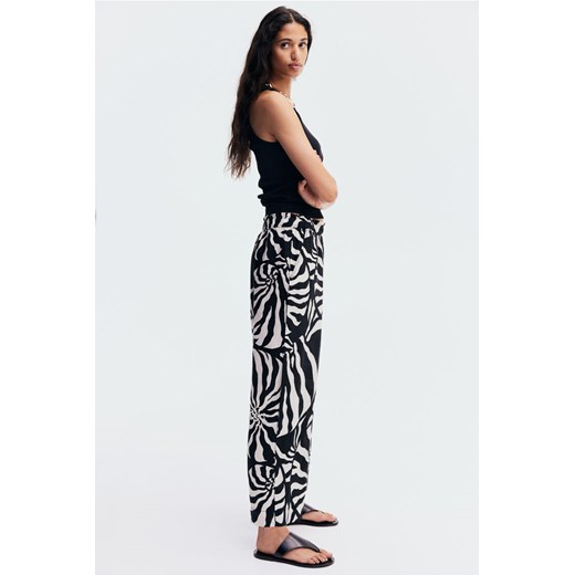 H & M - Lniane spodnie do kostki - Czarny ze sklepu H&M w kategorii Spodnie damskie - zdjęcie 172393452