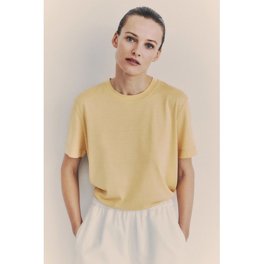 H & M - T-shirt z domieszką jedwabiu - Żółty ze sklepu H&M w kategorii Bluzki damskie - zdjęcie 172393484
