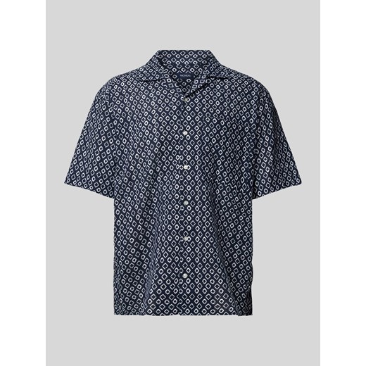 Koszula lniana o kroju tailored fit ze wzorem na całej powierzchni ze sklepu Peek&Cloppenburg  w kategorii Koszule męskie - zdjęcie 172393601