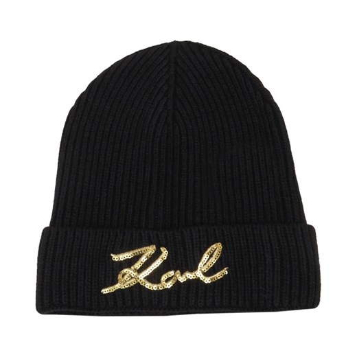 Karl Lagerfeld Czapka k/signature | z dodatkiem wełny i kaszmiru Karl Lagerfeld OS Gomez Fashion Store okazja
