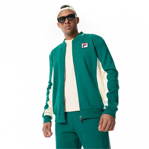 Męska bluza dresowa rozpinana bez kaptura Fila Settana track jacket - zielona ze sklepu Sportstylestory.com w kategorii Bluzy męskie - zdjęcie 172398521