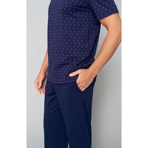 Jerzy piżama męska krótki rękaw i długie spodnie, Kolor granatowy-wzór, Rozmiar Italian Fashion 2XL Primodo