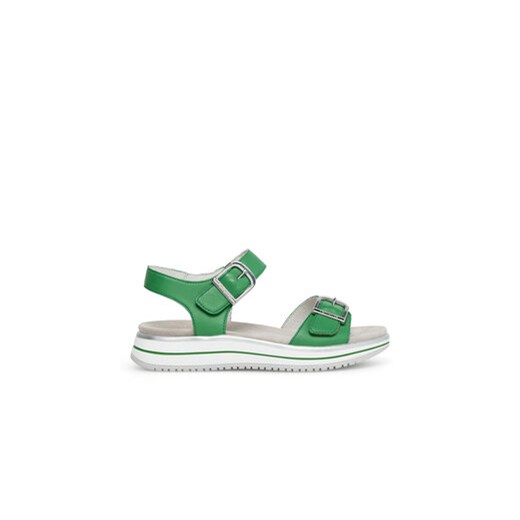 Sandały damskie zielone Rieker z klamrą casual 