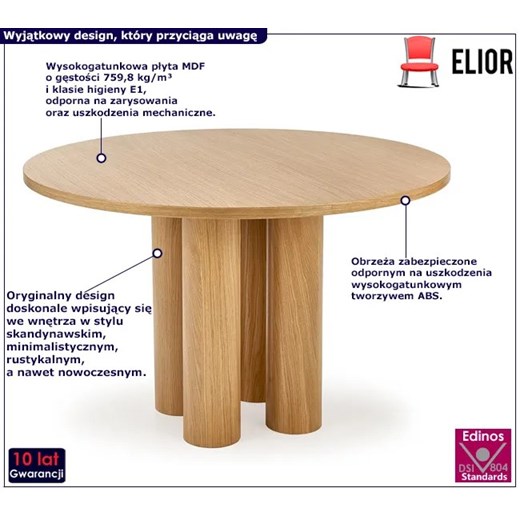Okrągły rustykalny stół z 4 krzesłami - Nobros One Size Edinos.pl