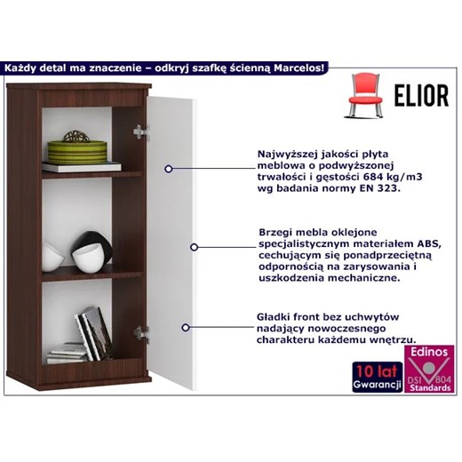 Klasyczna szafka ścienna z półkami wenge + biały - Marcelos Elior One Size Edinos.pl