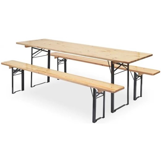 Składany komplet drewniany stół z 2 ławkami - Vestigo 3 rozmiary ze sklepu Edinos.pl w kategorii Zestawy mebli ogrodowych - zdjęcie 172404781