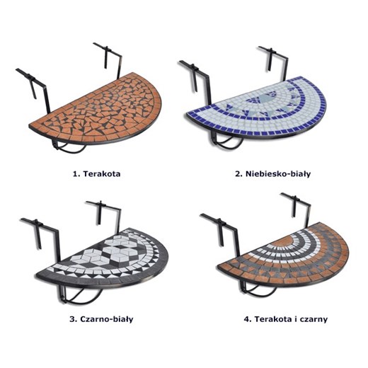 Stolik balkonowy z mozaiką w kolorze terakoty - Grenada Elior One Size Edinos.pl