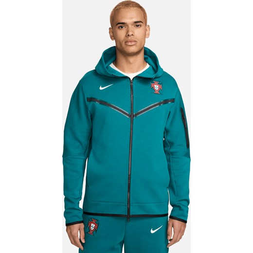 Męska piłkarska bluza z kapturem i zamkiem na całej długości Nike Portugalia Tech Fleece Windrunner - Zieleń ze sklepu Nike poland w kategorii Bluzy męskie - zdjęcie 172407192