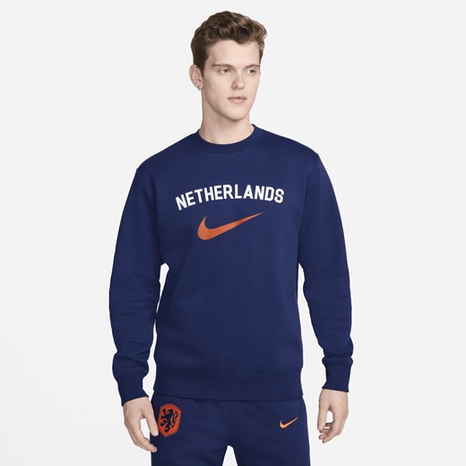 Męska bluza dresowa z półokrągłym dekoltem Holandia Club Fleece - Niebieski Nike XL Nike poland