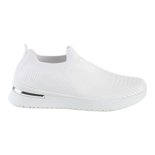 Shelvt Białe wsuwane sportowe buty ze sklepu ButyModne.pl w kategorii Buty sportowe damskie - zdjęcie 172407831