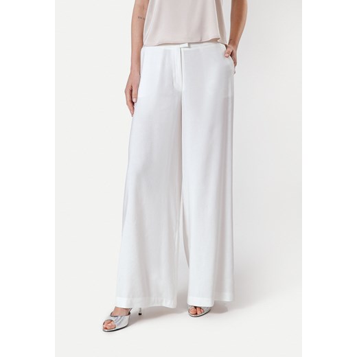 Białe szerokie spodnie z lnem ze sklepu Molton w kategorii Spodnie damskie - zdjęcie 172409404
