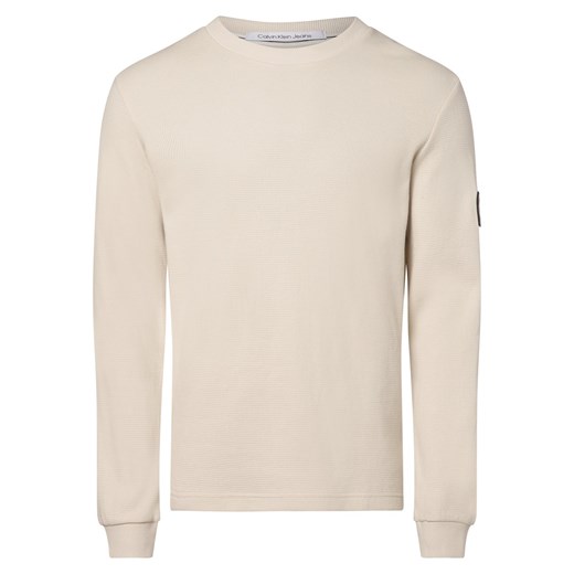 Calvin Klein Jeans Męska koszulka z długim rękawem Mężczyźni Bawełna beżowy jednolity ze sklepu vangraaf w kategorii T-shirty męskie - zdjęcie 172409680