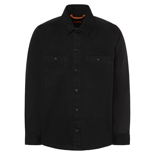 BOSS Orange Koszulka męska - Locky_1 Mężczyźni Regular Fit Bawełna czarny jednolity ze sklepu vangraaf w kategorii Koszule męskie - zdjęcie 172409681