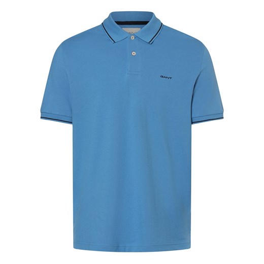 Gant Męska koszulka polo Mężczyźni Bawełna niebieski jednolity ze sklepu vangraaf w kategorii T-shirty męskie - zdjęcie 172409691