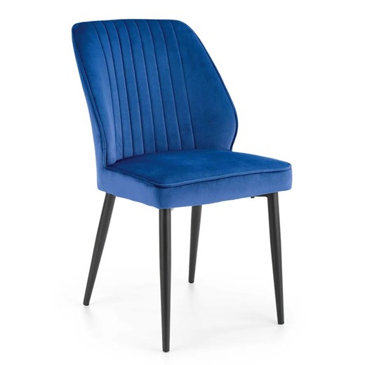 Niebieskie welurowe krzesło tapicerowane - Arsin ze sklepu Edinos.pl w kategorii Krzesła - zdjęcie 172411130
