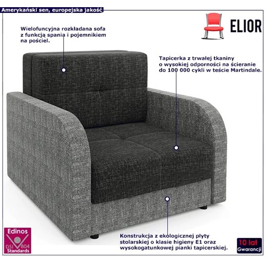 Amerykanka rozkładana grafit + szary - Folken 3X Elior One Size okazyjna cena Edinos.pl