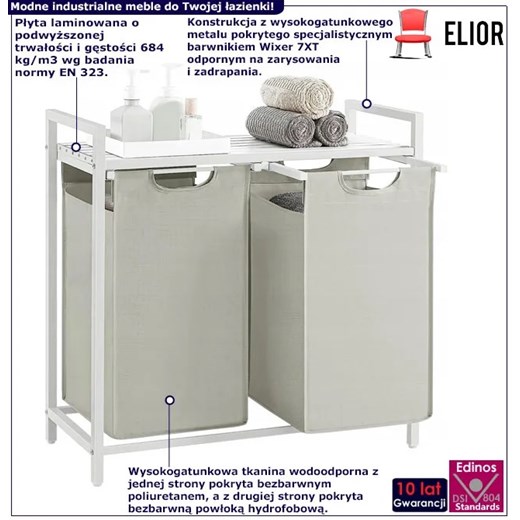 Biała szafka z 2 koszami na pranie - Areo 3X Elior One Size Edinos.pl