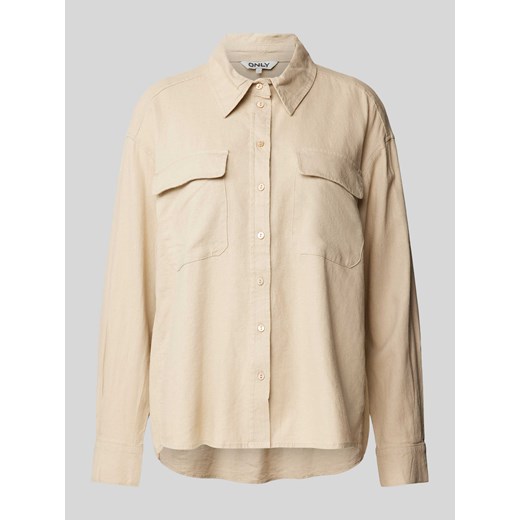 Bluzka lniana o kroju oversized z kieszeniami z patką na piersi model ‘CARO’ ze sklepu Peek&Cloppenburg  w kategorii Koszule damskie - zdjęcie 172412042