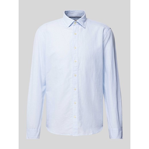 Koszula lniana o kroju slim fit z kołnierzykiem typu kent ze sklepu Peek&Cloppenburg  w kategorii Koszule męskie - zdjęcie 172412160
