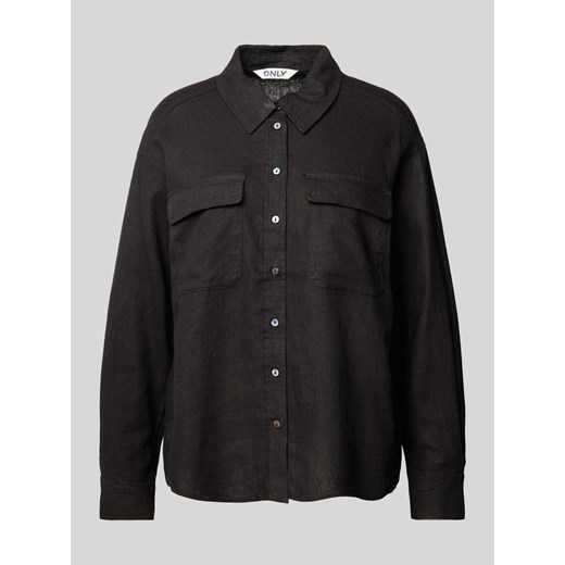 Bluzka lniana o kroju oversized z kieszeniami z patką na piersi model ‘CARO’ ze sklepu Peek&Cloppenburg  w kategorii Koszule damskie - zdjęcie 172412162