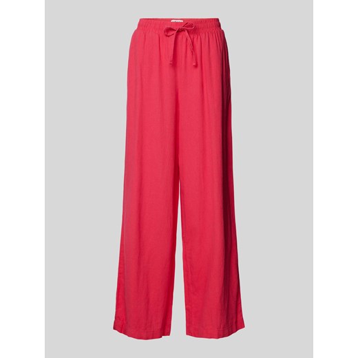 Spodnie lniane z szeroką nogawką i zakładkami w pasie model ‘Lino’ ze sklepu Peek&Cloppenburg  w kategorii Spodnie damskie - zdjęcie 172412241