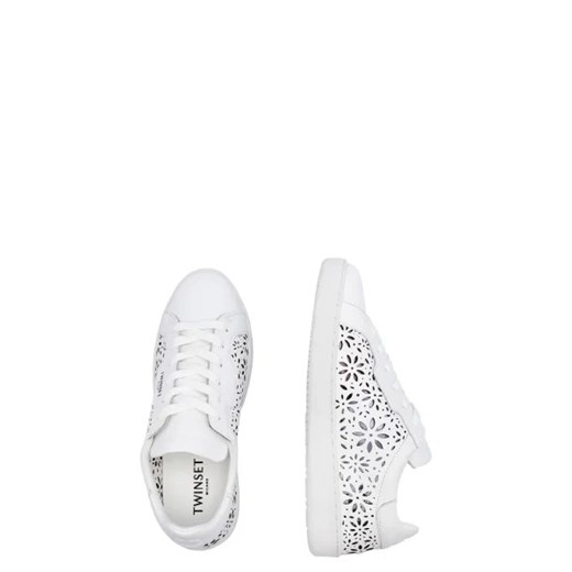 Buty sportowe damskie Twinset sneakersy białe na płaskiej podeszwie w nadruki sznurowane 