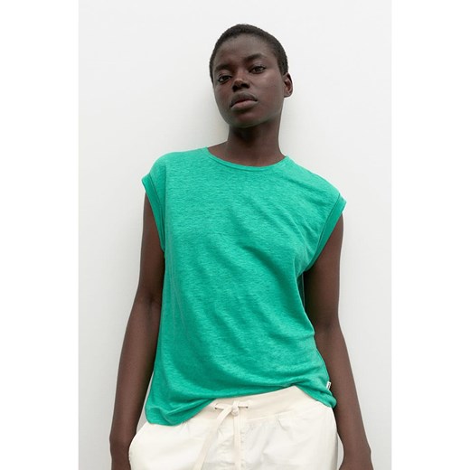 Ecoalf Lniana koszulka w kolorze zielonym ze sklepu Limango Polska w kategorii Bluzki damskie - zdjęcie 172415420