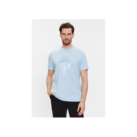 KARL LAGERFELD T-Shirt 755400 541221 Błękitny Regular Fit ze sklepu MODIVO w kategorii T-shirty męskie - zdjęcie 172415624