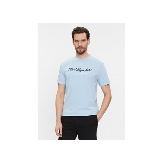 KARL LAGERFELD T-Shirt 755403 541221 Błękitny Regular Fit ze sklepu MODIVO w kategorii T-shirty męskie - zdjęcie 172415751