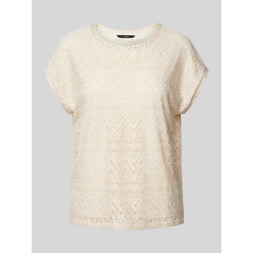T-shirt z ażurowym wzorem model ‘MAYA’ ze sklepu Peek&Cloppenburg  w kategorii Bluzki damskie - zdjęcie 172417230